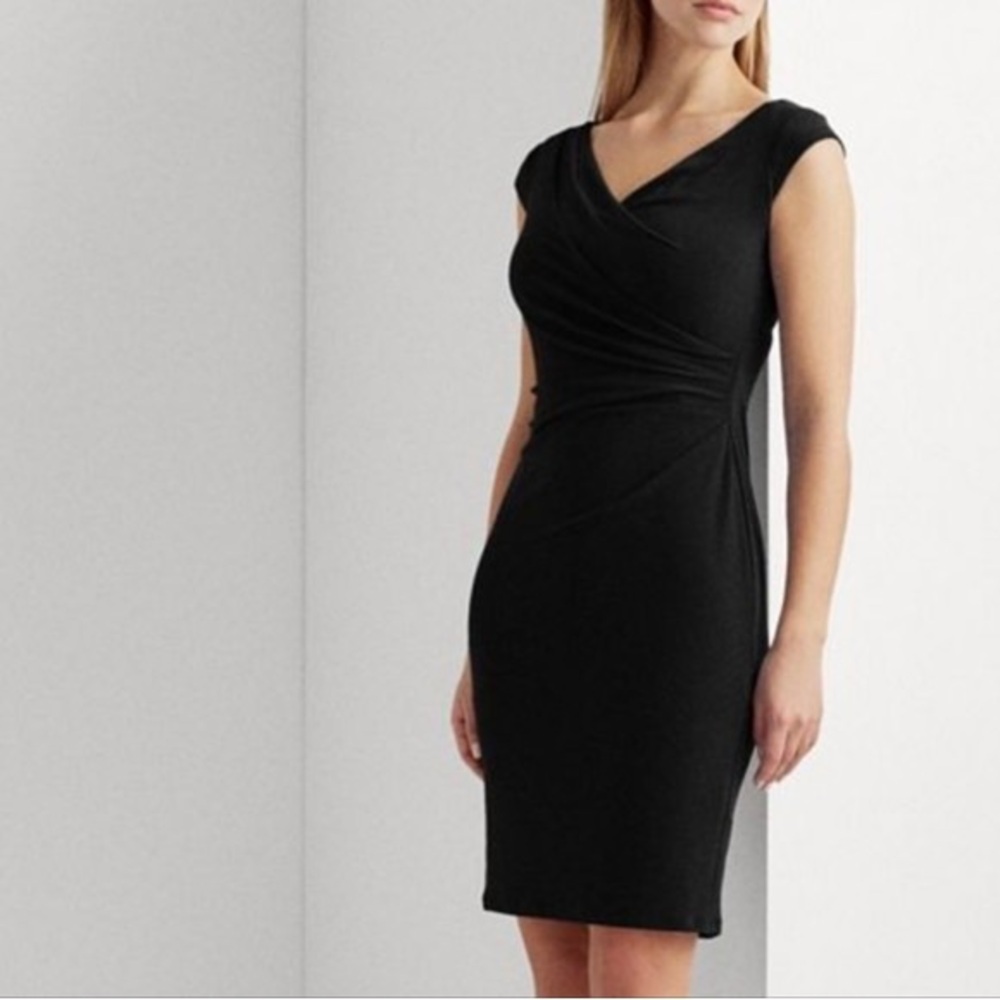 Lauren Ralph Lauren Elegant Black Dress with draping